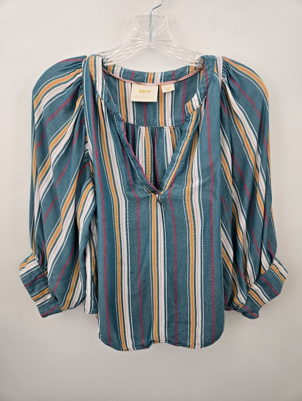 Maeve by Anthropologie Byron Striped Balloon Sleeve Blouse. Size xsmall.